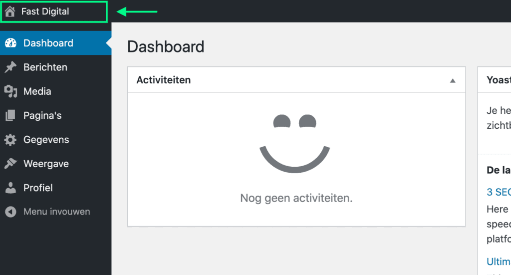 superfijn online academie dashboard uitleg bovenbalk