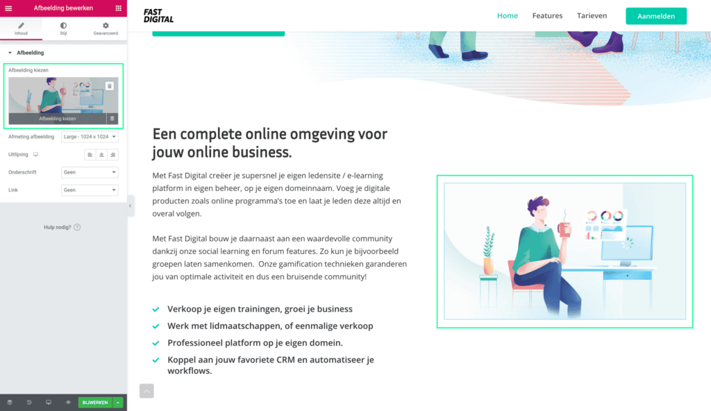 superfijn online academie elementor editor foto aanpassen