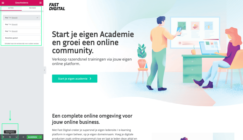 superfijn online academie elementor editor history