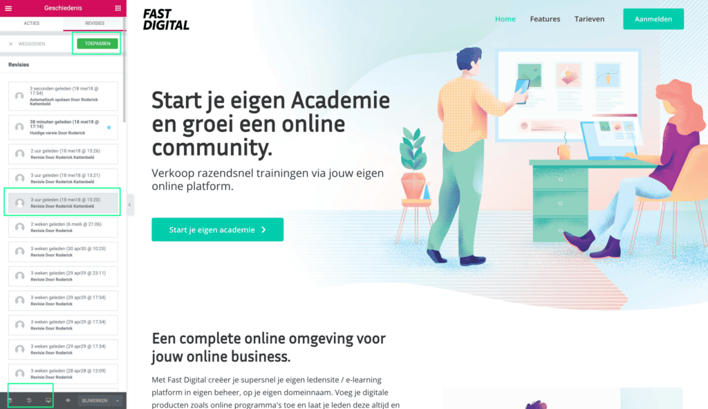 superfijn online academie elementor editor revisie